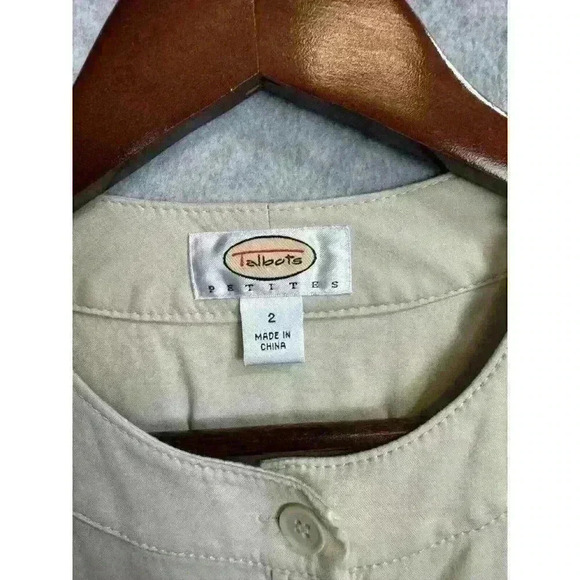 Talbots Button Front Shirt Cargo Utility Dress Back Zip 3/4 Sleeve Tan Size 2 - Picture 7 of 16